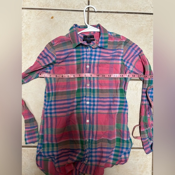 J. Crew Classic Fit Boy Shirt in Crinkle Magenta Plaid size 0 - Picture 5 of 6